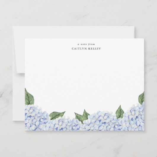 青あじさい縁ど水色パーソナライズされた, ノートカード (正面)