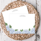 青あじさい縁ど水色パーソナライズされた, ノートカード