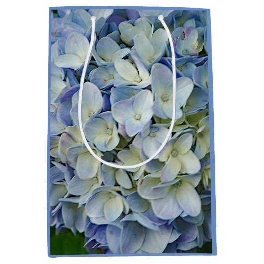 青あじさい花の写真 ミディアムペーパーバッグ (正面)
