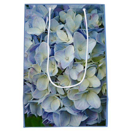 青あじさい花の写真 ミディアムペーパーバッグ (裏面)