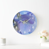 青あじさい花の数字ウォールクロック ラウンド壁時計 (ホーム)