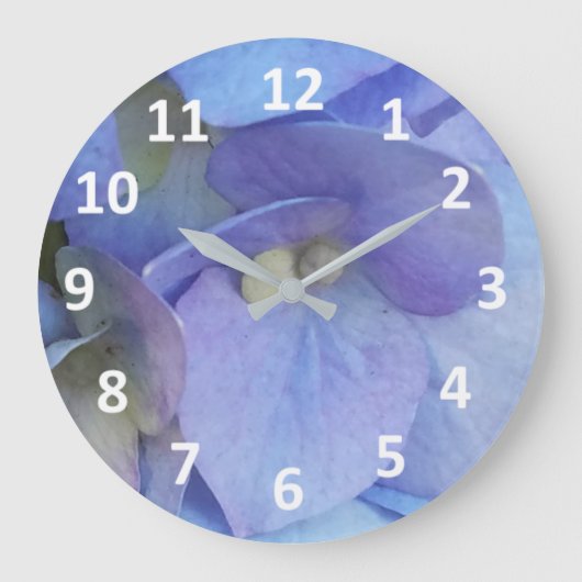 青あじさい花の数字ウォールクロック ラウンド壁時計 (正面)