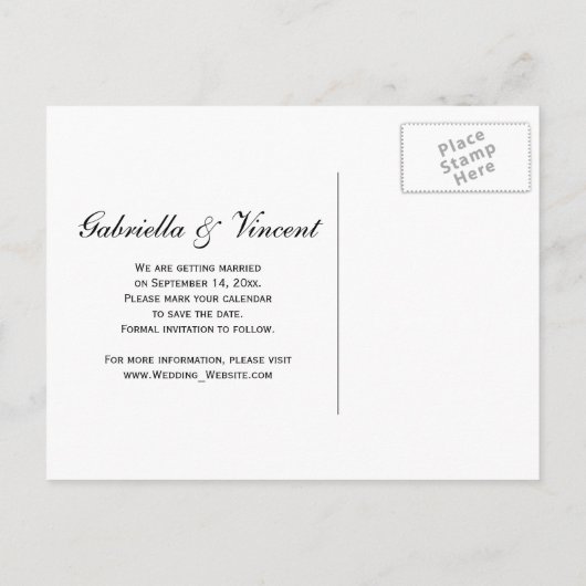 青あじさい花の結婚式の日付を保存 案内ポストカード (裏面)