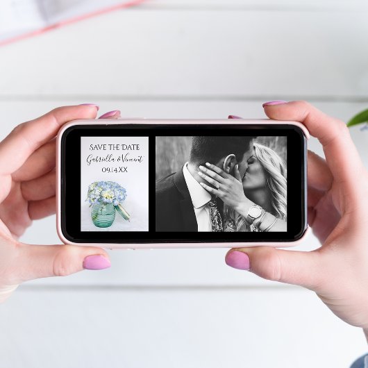 青あじさい花びらウェディングデートを保存 セーブザデート