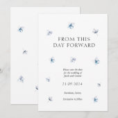 青あじさい花びら結婚式の日付カードを保存 セーブザデート (正面/裏面)