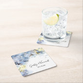 青あじさい花ウォーター結婚カラー スクエアペーパーコースター (インサイチュ)