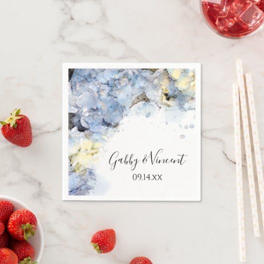 青あじさい花ウォーター結婚カラー スタンダードカクテルナプキン (インサイチュ)