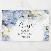 青あじさい花ウォーター結婚カラー スパークリングワインラベル (シングルラベル)