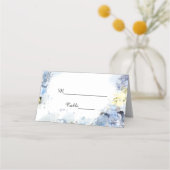 青あじさい花ウォーター結婚カラー プレイスカード (正面)
