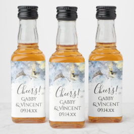 青あじさい花ウォーター結婚カラー リキュールボトルラベル