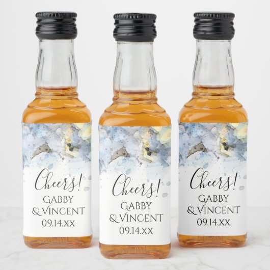 青あじさい花ウォーター結婚カラー リキュールボトルラベル (ボトル)