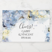 青あじさい花ウォーター結婚カラー リキュールボトルラベル (シングルラベル)