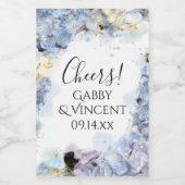 青あじさい花ウォーター結婚カラー ワインラベル (シングルラベル)