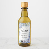 青あじさい花ウォーター結婚カラー ワインラベル (正面)