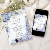 青あじさい花ウォーター結婚カラー 招待状