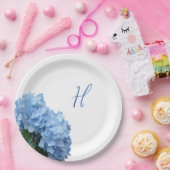 青あじさい花ウッドバックグラウンド ペーパープレート (パーティー)