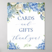 青あじさい花カードとギフトパーティーサイン ポスター (正面)