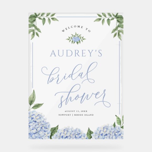 青あじさい花パーソナライズされたシャワー絵を描 アクリルサイン (正面)