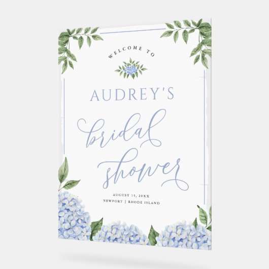 青あじさい花パーソナライズされたシャワー絵を描 アクリルサイン (傾斜)