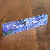 青あじさい花パーソナライズされたフローラ デスクネームプレート (側面)
