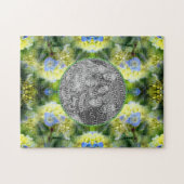 青あじさい花フレーム自分の写真を作成 ジグソーパズル (横)