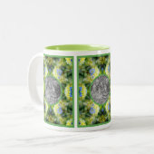 青あじさい花フレーム自分の写真を作成 ツートーンマグカップ (正面左)