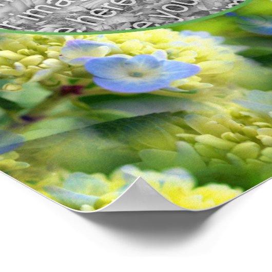 青あじさい花フレーム自分の写真を作成 ポスター (角)