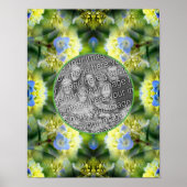 青あじさい花フレーム自分の写真を作成 ポスター (正面)