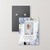 青あじさい花水彩葬儀記念 缶バッジ (正面/裏面)