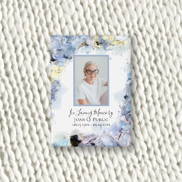 青あじさい花水彩葬儀記念 缶バッジ