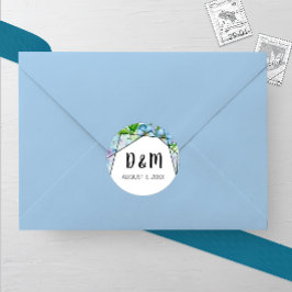 青あじさい花結婚の丸シール ラウンドシール