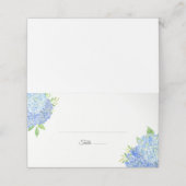 青あじさい葉の水色のフローラ結婚ズ プレイスカード (外部開封)