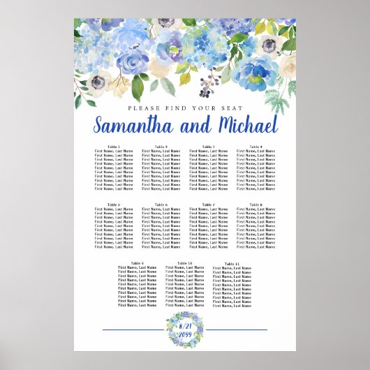 青あじさい11テーブル座席表(大) ポスター (正面)