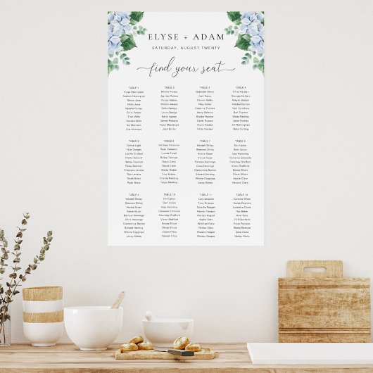 青あじさい12テーブル座席表ポスター ポスター (キッチン)