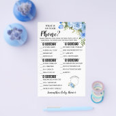 青あなたの電話に何がベビーシャワーゲームカード チラシ (シングル)