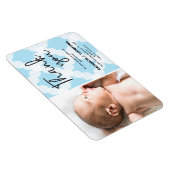 青ありがとう男の赤ちゃん写真誕生のお知らせ マグネット (右側)