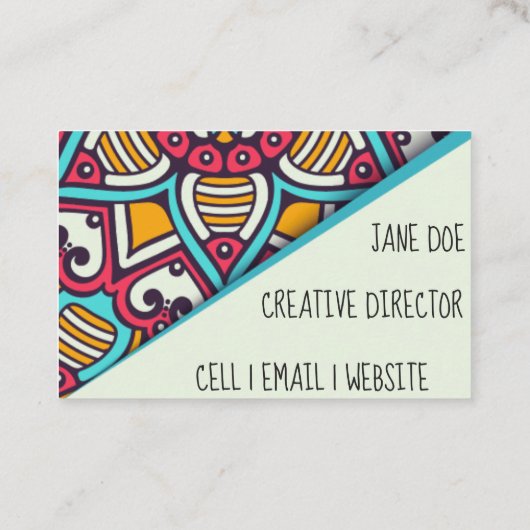 青ある調子を与えられたBohoのスタイルの名刺 名刺 (裏面)