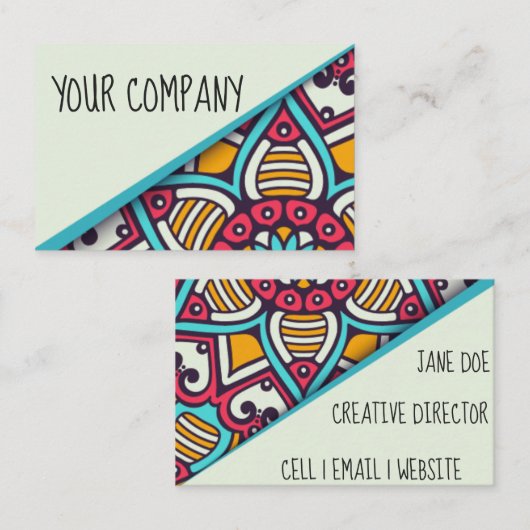 青ある調子を与えられたBohoのスタイルの名刺 名刺 (正面/裏面)