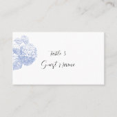 青いあじさいが付いた場所&エスコートカード プレイスカード (正面)