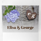 青いあじさいとハートの木の素朴な結婚上 三つ折り招待状 (内部最初)