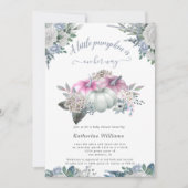 青いあじさいカボチャ赤ちゃんシャワー招待状 (正面)