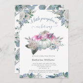 青いあじさいカボチャ赤ちゃんシャワー招待状 (正面/裏面)