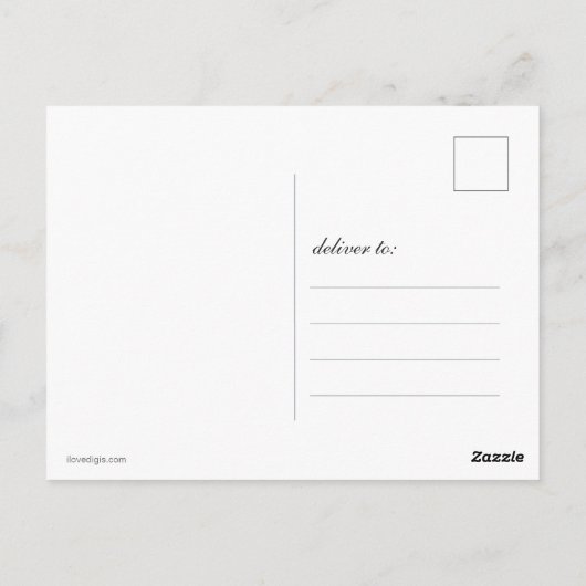 青いあじさい色のフローラモノグラムの名 ポストカード (裏面)