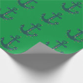 青いいかりとクリスマスライトが緑 ラッピングペーパー (角)