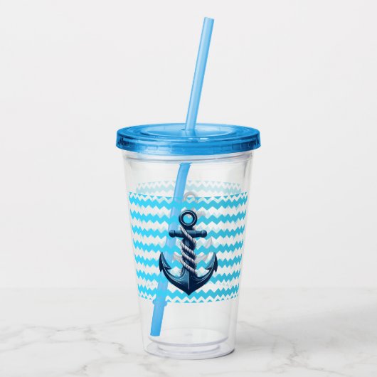 青いいかりと青い波 アクリルタンブラー (裏面)