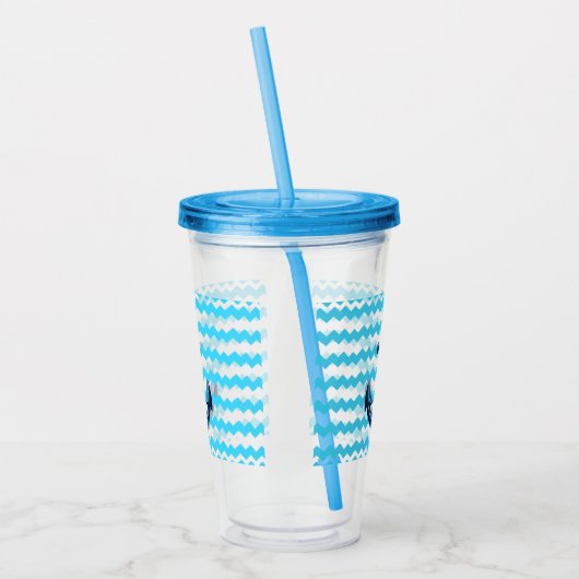 青いいかりと青い波 アクリルタンブラー (左)