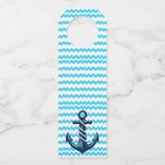 青いいかりと青い波 ボトルネックタグ (正面)