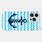 青いいかりと青い波 iPhoneケース (裏面横)