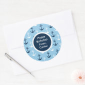 青いいかりのカスタムな子供のギフトのステッカー ラウンドシール (封筒)