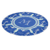 青いいかりの沿岸航海のなモノグラム カッティングボード (角)